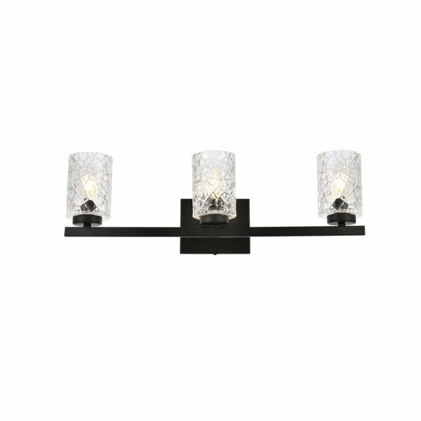 Cling Cassie 3 Lights Bath Sconce in Black with Clear Shade CL2571349